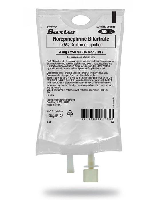 Premix from Baxter: Norepinephrine Bitartrate in 5% Dextrose Injection