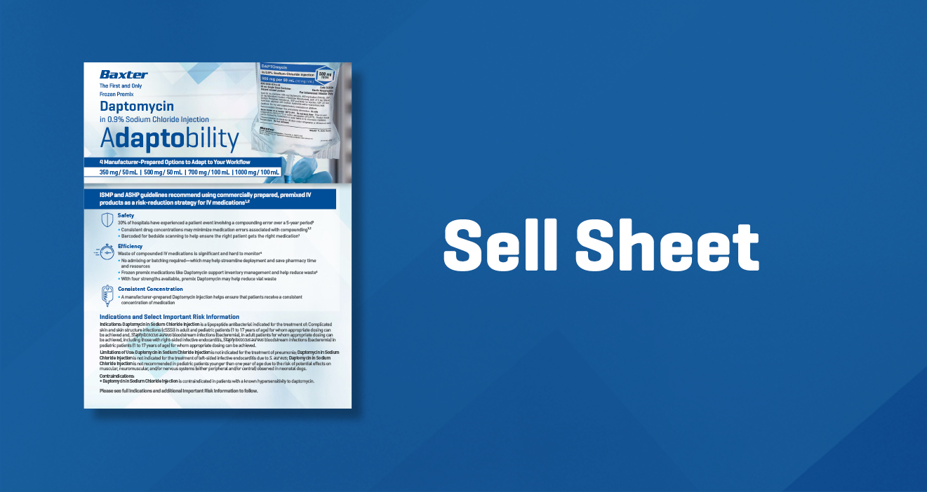 Daptomycin product information sell sheet