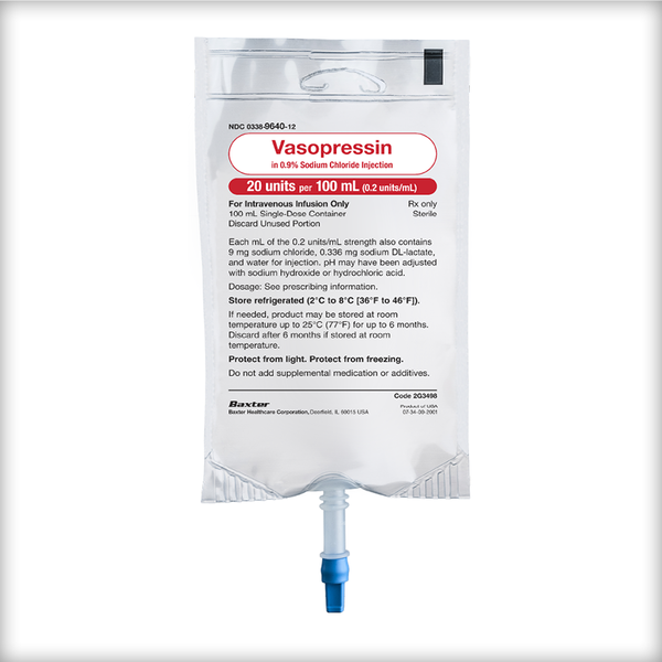 Vasopressin in 0.9% Sodium Chloride. 20 units per 100 mL (0.2 units/mL)