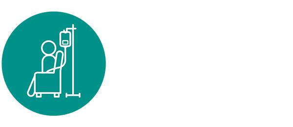An icon of a patient receiving a transfusion, representing oncology centers 